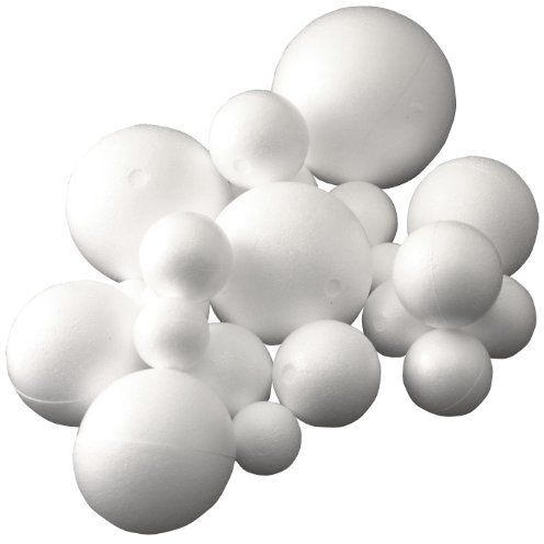 Styropor Schneekugeln, 5 Stück, 8 cm Durchmesser, Vollmaterial, weiß