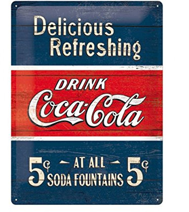 Nostalgic-Art 23193, Targa in Metalo con Coca-Cola, 30 x 40 cm
