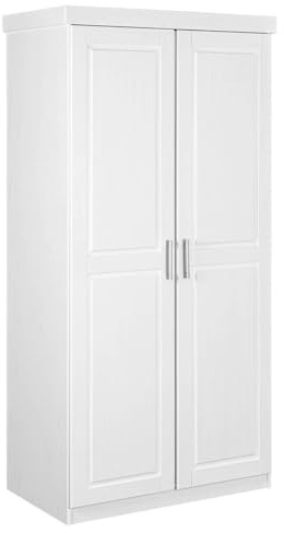 AltoBuy Alaska - Armoire 2 Portes + Penderie Bois Massif Vernis Blanc