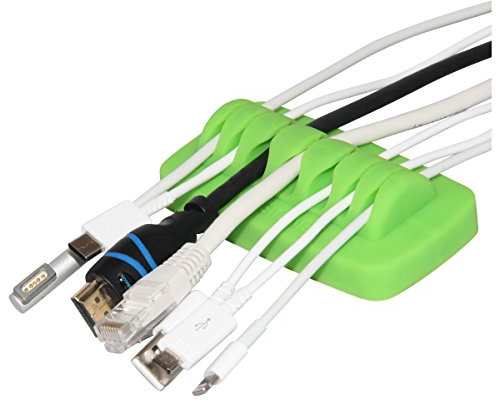Heaviest Cable Organiser on the Market! Compact and Weighted Desktop Cord Holder and Cable Organiser, Eco-Friendly Silicone, No Bad Smell, Bundled with 4 Reusable Cable Ties! (Green)