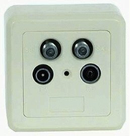 4-fach Antennendose Twindose Enddose für 2 Receiver oder Twinreceiver (Auf- und Unterputz geeignet) TWIN