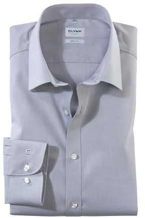 OLYMP Level Five body fit Hemd Langarm mit New Kent Kragen silber,44(XL)
