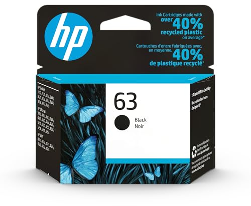 HP 63 Black Ink Cartridge | Works with DeskJet 1112, 2130, 3630; Envy 4510, 4520; OfficeJet 3830, 4650, 5200 Series | Eligible for Instant Ink | F6U62AN