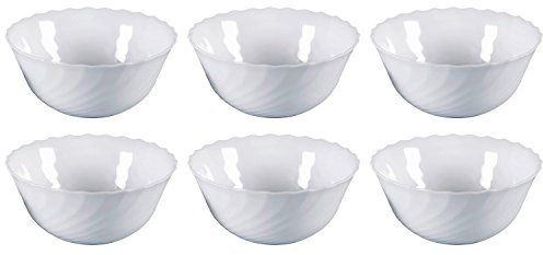 Luminarc Trianon 54435 Lot de 6 saladiers en verre opale Blanc Ø 18 cm
