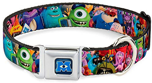 Buckle-Down Sicherheitsgurt-Schnalle, Hundehalsband – Monsters University Monsters Stacked – 3,8 cm breit – passend für Halsumfang von 45,7–81,3 cm – Größe L