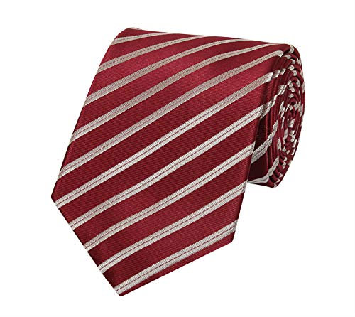 Fabio Farini - Elegante Herren Krawatten gestreift - 6cm/8cm Breite - Männer Schlips als Geschenk oder Anlässe weinrot silber 6cm