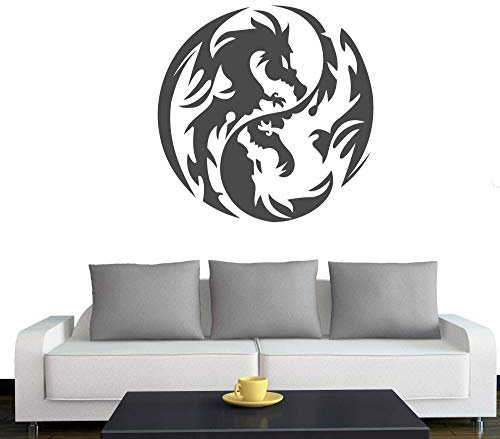A432 Wandtattoo Yin Yang Drache 45cm x 45cm anthrazit (erh. in 40 Farben und 2 Größen)