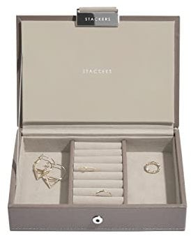 Stackers Schmuckbox mit Fächern und Deckel, mink, 18 x 12,5 x 4 cm