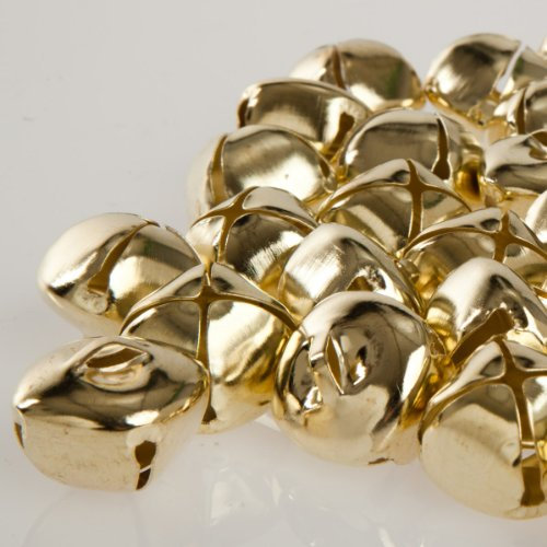 Kleenes Traumhandel 100 Stück Kreuzschellen Glöckchen Schellen aus Eisen - 24 mm - mit Öse (Gold/Messing Farbend)