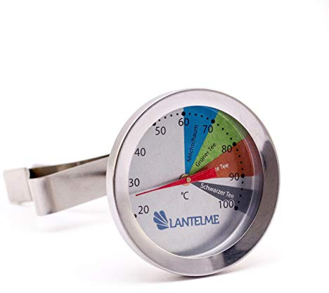 Lantelme Barista Milchthermometer aus Edelstahl mit Clip | Analog Thermometer zum Aufschäumen von Milch Milchschaum | Küchenthermometer für Latte Macchiato Cappuccino Kaffee Kakao und Tee