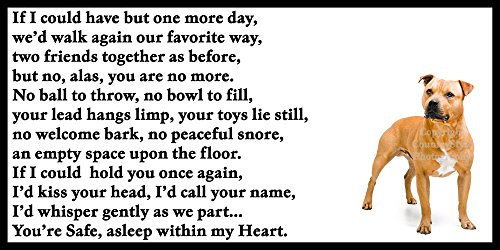 Staffordshire Bull Terrier Staffy Bereavement pet Dog Loss Memorial Flexible Fridge Magnet - Asleep in My Heart