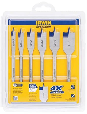 IRWIN SPEEDBOR Spade Wood Drill Bit, Standard-Length, 6-Piece Set (88886)