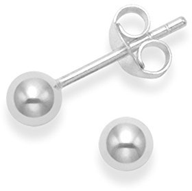 Heather Needham Sterling Silver 4mm ball stud earrings - SIZE: 4mm plain silver ball studs 5182