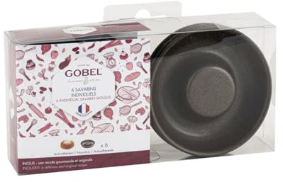 LOUIS TELLIER - Moule à Savarins Anti Adhérent - 6 Savarins Individuels - Démoulage Rapide et Parfait - Excellente conductivité thermique - Fabriqué en France