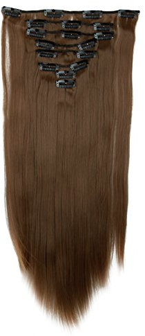 S-noilite Clip In Extensions Haarverlängerung Glatt 8 Teiliges SET 18 Clips 8Pcs Voller Kopf Wie Echthaar 66cm Hellbraun