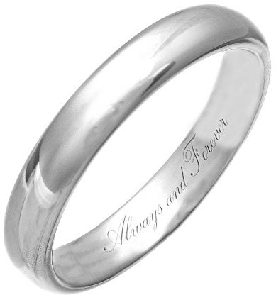 Theia Bague Titane, Hautement Polie, Gravure 'Always and Forever' - 4mm - Taille 62