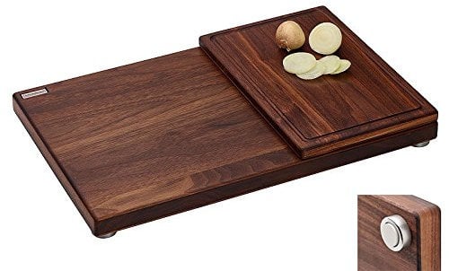 Schneidboard Schneidebrett-Set Nussbaum - Schneidebrett & Zwiebelbrett - Made In Germany - 45x29x3,8 & 29x19x1,5 cm