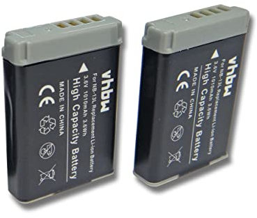 vhbw 2X Akku kompatibel mit Canon PowerShot SX620HS, G9 X Mark II, SX730HS, SX720HS Kamera (1010mAh, 3,7V, Li-Ion)