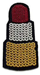 Lipstick with Sequins - Iron on Patches Adhesive Emblem Stickers Appliques, Size: 3.43 x 1.42 inches