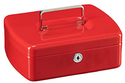 BURG-WÄCHTER Geldkassette abschließbar mit Schlüssel und Hartgeldeinsatz, Stahlblech, Office 2207, Rot