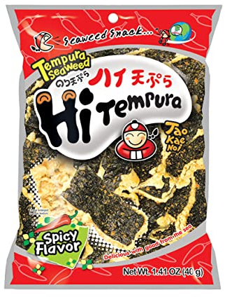 40g Seetang Snack TEMPURA SPICY knusprige Seealgen zum Knabbern Tao Kae Noi HOT