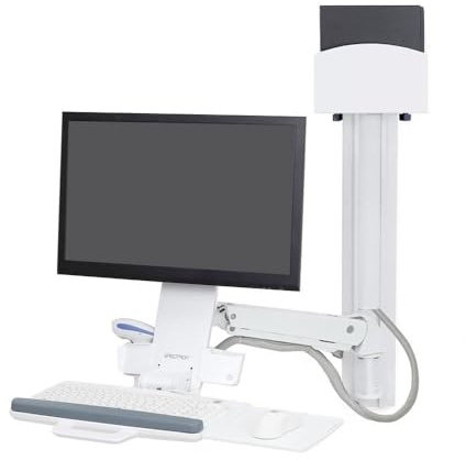 Ergotron StyleView Sit-Stand Combo System with Medium CPU Holder - White