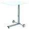 Ebinger Couch- und Beistelltisch in Edelstahl höhenverstellbar und fahrbar 450x450 mm Satinierter ESG-Sicherheitsglasplatte Tischhöhe max. 650 mm P739.35.6
