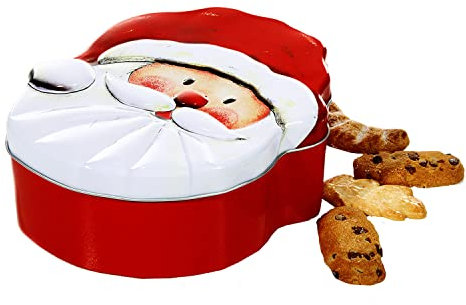Biscottiera contenitore per dolci Santa Babbo Natale a forma di metallo 15 x 18 x 6,5 cm