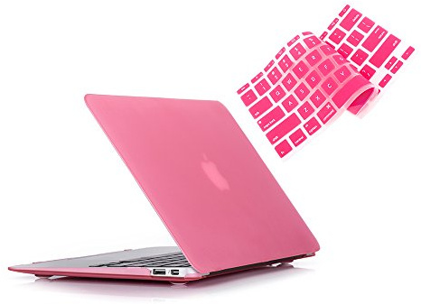 RUBAN Case Compatible with MacBook Air 11 Inch Release (A1370/A1465) - Slim Snap On Hard Shell Protective Cover and Keyboard Cover for MacBook Air 11, Pink
