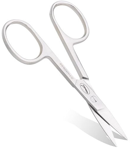 Fine Lines - Thick Nail Scissors - Stainless Steel STRAIGHT Scissor for Women & Men -Silver Manicure Scissors for Nails, Cuticle & Hair Trimming- Suitable for Manicure, Pedicure, Hair & Beard Grooming