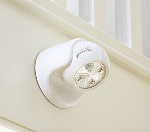Auraglow Batteriebetriebene, bewegungsaktivierte PIR-Sensor, abnehmbare, schnurlose LED-Sicherheitsleuchte (weiß, ohne Batterien)