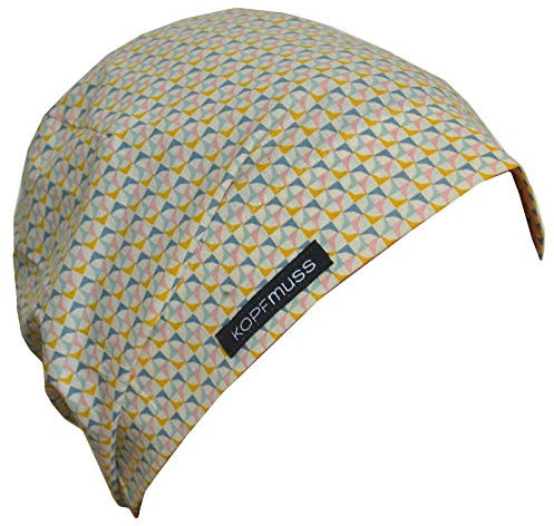 Kopfmuss - Damen Leichte Sommermütze KoS1134 - XS, Prisma Ecru/Taubenblau/Senfgelb