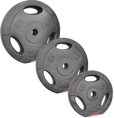 POWER-XTREME Hantelscheibe | Gewichtsscheibe | 30/31 mm | Kunststoff | Sand-Beton-Füllung | mit Griffen (10kg)