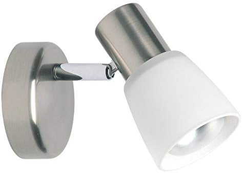 Brilliant Wandlampe Luca - 1-flammiger Wandspot in eisen chrom mit weißem Glas - Wandleuchte mit schwenkbarem Kopf - mit E14-Fassung für LED-Leuchtmittel geeignet (nicht enthalten)