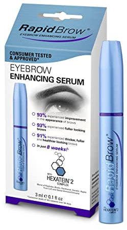 RapidBrow® - Siero Rinforzante per Sopracciglia con Ingredienti Naturali 3 ml - Look di Sopracciglia Folte, Idratate e Definite in 4 Settimane