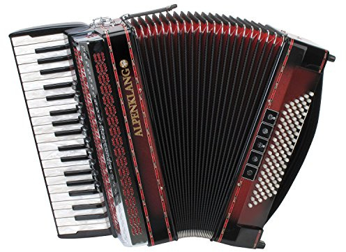 Alpenklang Pro IV 96 M Akkordeon (38 Diskant-Perlmutt-Tasten, 96 Bass, Doppeltremolo, Tipo a Mano, Koffer) Shadow Red