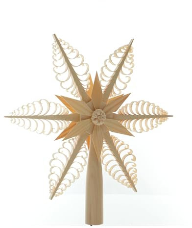 Rudolphs Schatzkiste Baumschmuck Christbaumspitze EL Beleuchtet Mittig Stern(Beidseitig) BxHxT=26x26x7cm NEU Weihnachten Christbaum Baum Spitze Holzschmuck Holz Seiffen Erzgebirge Dekoration