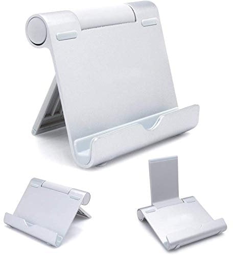 Multi-Angle Portable Stand for Tablets (Support Screen Size 5 to 13), iPad (All Generations), E-readers and Smartphones - Lightweight Durable Aluminium Body - Universal Compatibility (Silver)