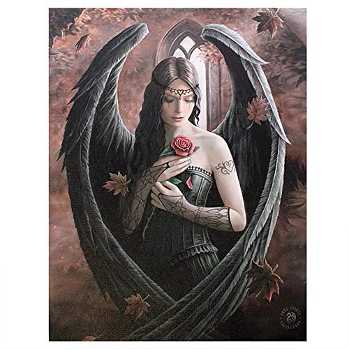 ANNE STOKES Fantastisches Design Leinwandbild auf Rahmen, Motiv: Gothic Rose, Engel/Rose, Fee