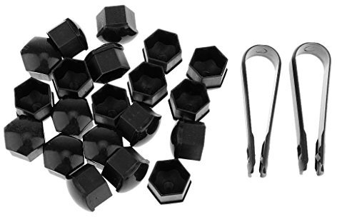 20x T39 Radschrauben Kappen Abdeckungen Radkappen Set mit Abzieher - Schwarz