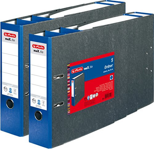 Herlitz Ordner maX.file nature A4 8cm, Wolkenmarmorbezug/Papier, 10er Pack blau