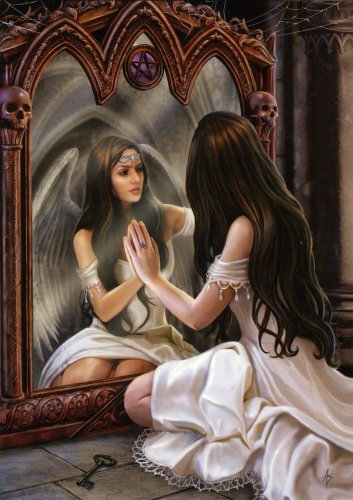 Anne Stokes-Grußkarten - Magical Mirror - Gruß/Glückwunschkarte - Karte mit Umschlag
