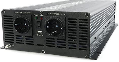 SOLARTRONICS Spannungswandler NM5000 12V 5000 Watt SCHWARZ - 10000 Watt Spitzenleistung - Wechselrichter 12 auf 230v - Blei- oder AGM-Batterie kompatibel - mit Schuko- & USB Anschluss