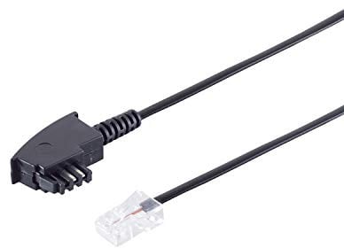 TAE-F-Stecker auf RJ 45 Stecker, A-4, B-5, 2,0 m 2m DSL Splitter- / NTBA-Kabel * TAE-F Stecker / Western Stecker mit versetzter Klinke schwarz
