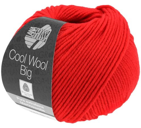 LANA GROSSA Cool Wool Big | Extrafeine Merinowolle waschmaschinenfest und filzfrei | Handstrickgarn aus 100% Schurwolle (Merino) | 50g Wolle zum Stricken & Häkeln | 120m Garn FB 923