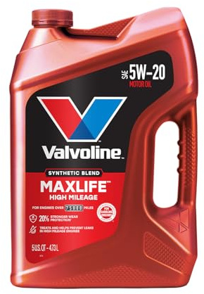 Valvoline High Mileage with MaxLife Technology SAE 5W-20 Synthetic Blend Motor Oil 5 QT
