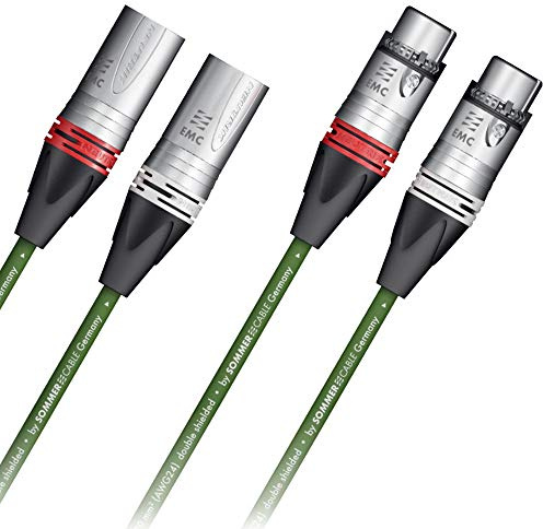 HICON 50cm XLR NF- Phonokabel Albedo 2x 0,20mm² OFC Neutrik EMC-Spezial-XLR Stecker High End Kabel Paar by Sommer Cable grün 0,5m - ALB1-0050