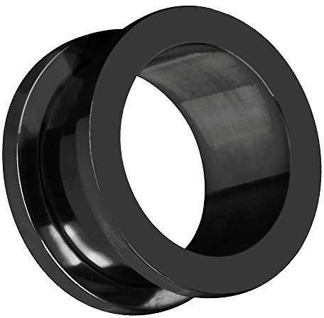 Piersando Flesh Tunnel Ohr Plug Piercing Farbige Ohrpiercing Schraub Edelstahl Ohrtunnel Creole 3mm Schwarz