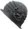 ZUMUii Butterme Damen Winter Elegante Blumen-Wool Cap Beret Mütze Cloche Bucket Hat, Dark Grey, Einheitsgröße