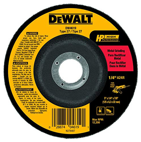DeWalt DW4619 5 x 1/4 x 7/8 General Purpose Metal Grinding Wheel